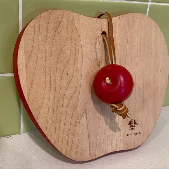 Tree Spirit “Apple” Hardwood Cutting Board — Rustic Kitchen Decor - Picture 2 of 5